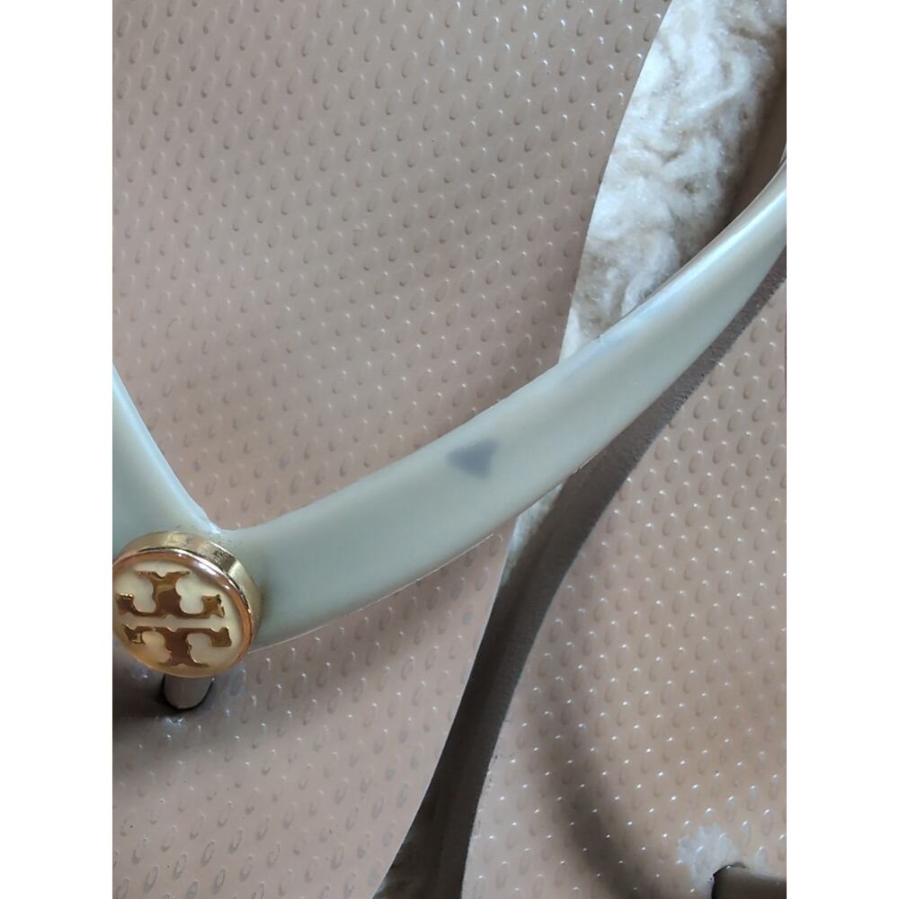 TORY BURCH Wedge Platform FLIP FLOPS Size 8-8.5 rubber sandals Dark Beige - Picture 3 of 12
